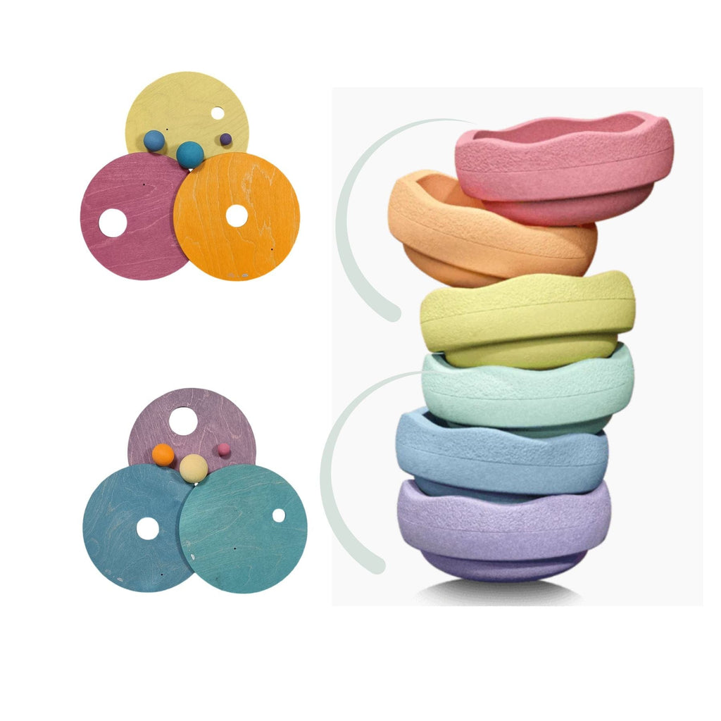 Grimm's Rolling Discs Set for Stapelstein - Cool Pastel