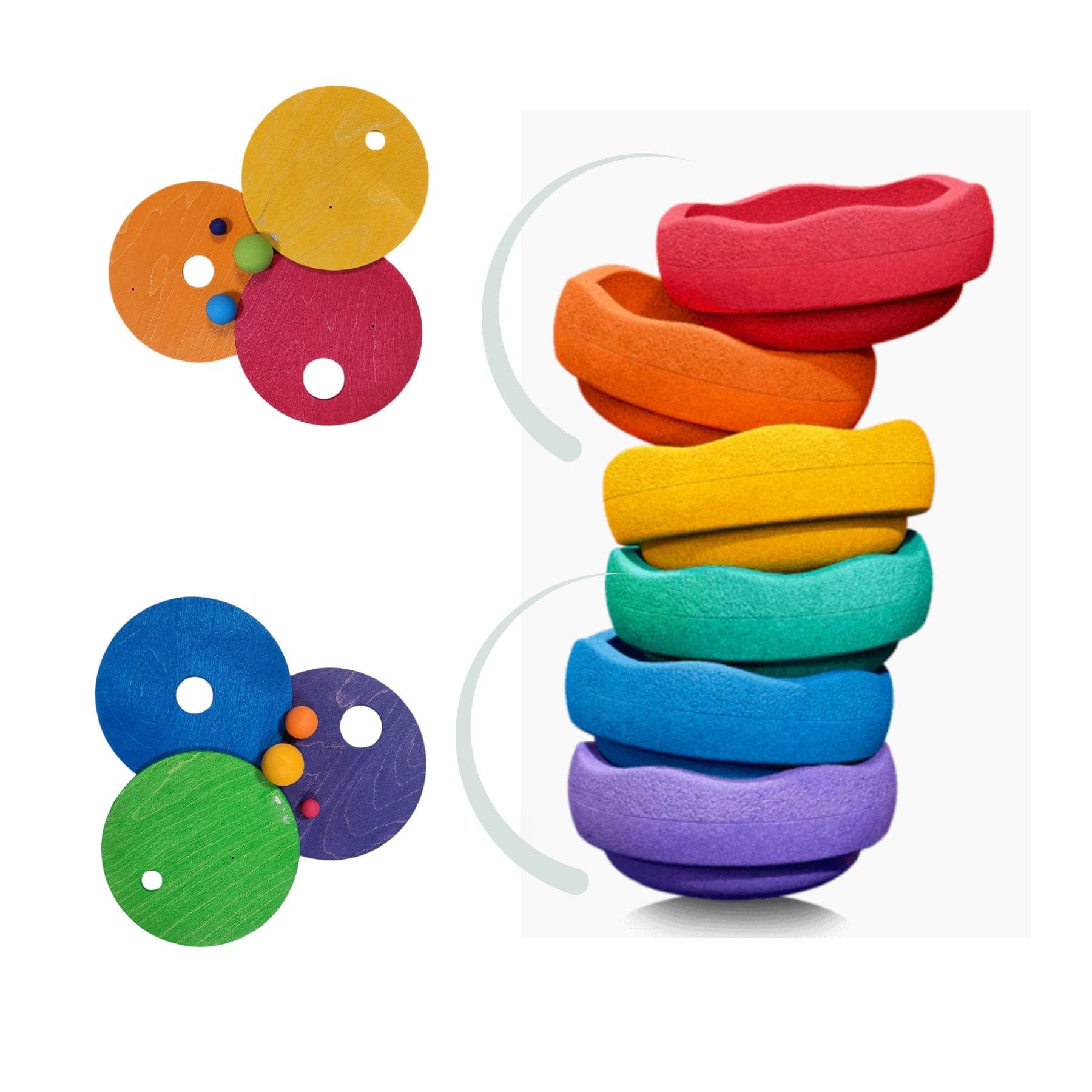 Grimm's Rolling Discs Set for Stapelstein - Warm Rainbow