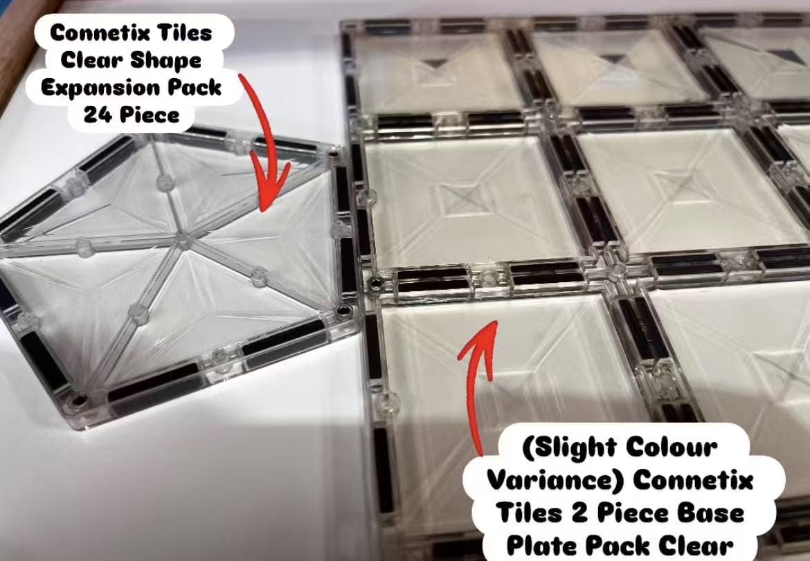 (Slight Colour Variance) Connetix Tiles 2 Piece Base Plate Pack Clear