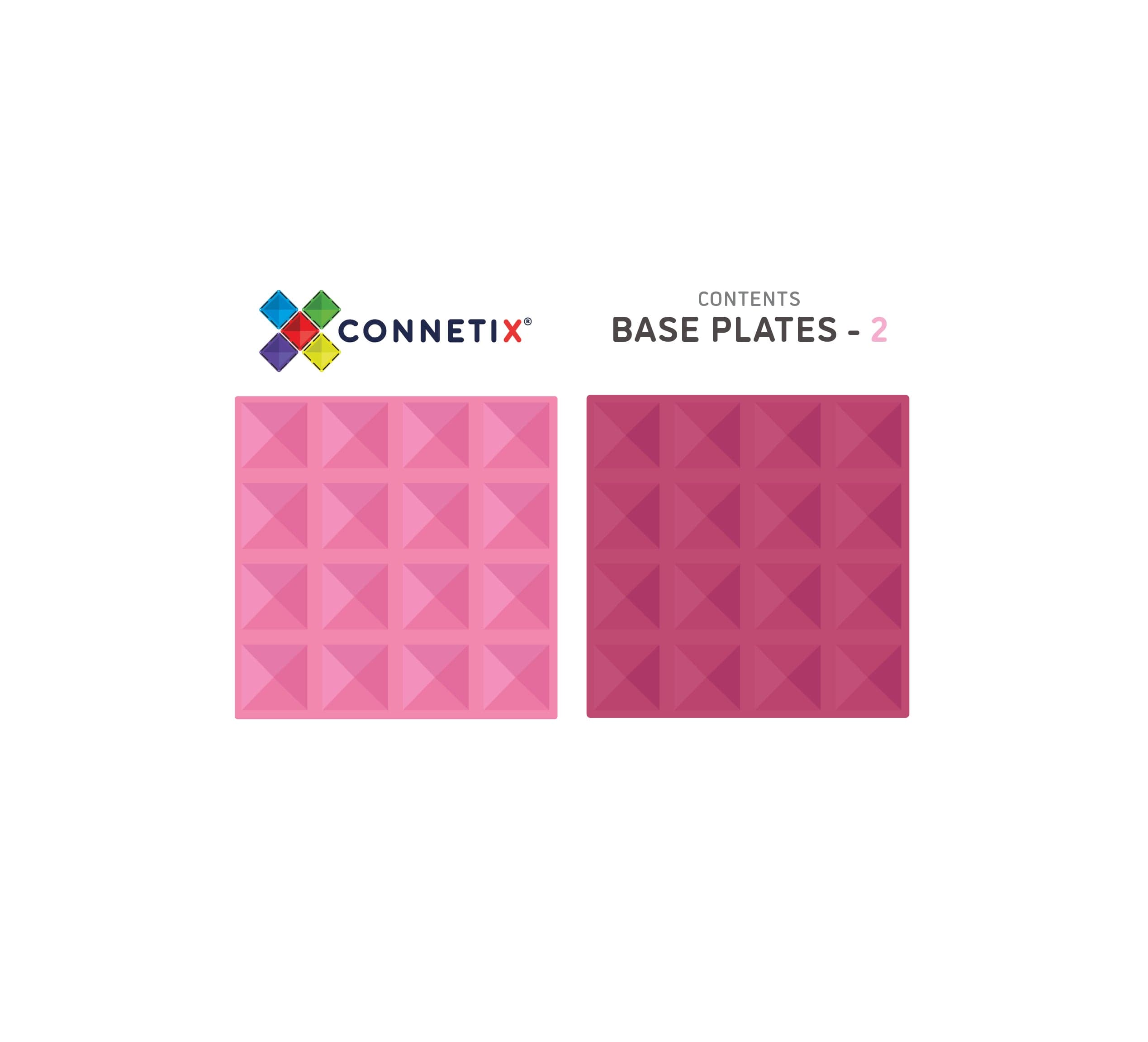 Connetix Tiles 2 Piece Base Plate Pack Pink & Berry