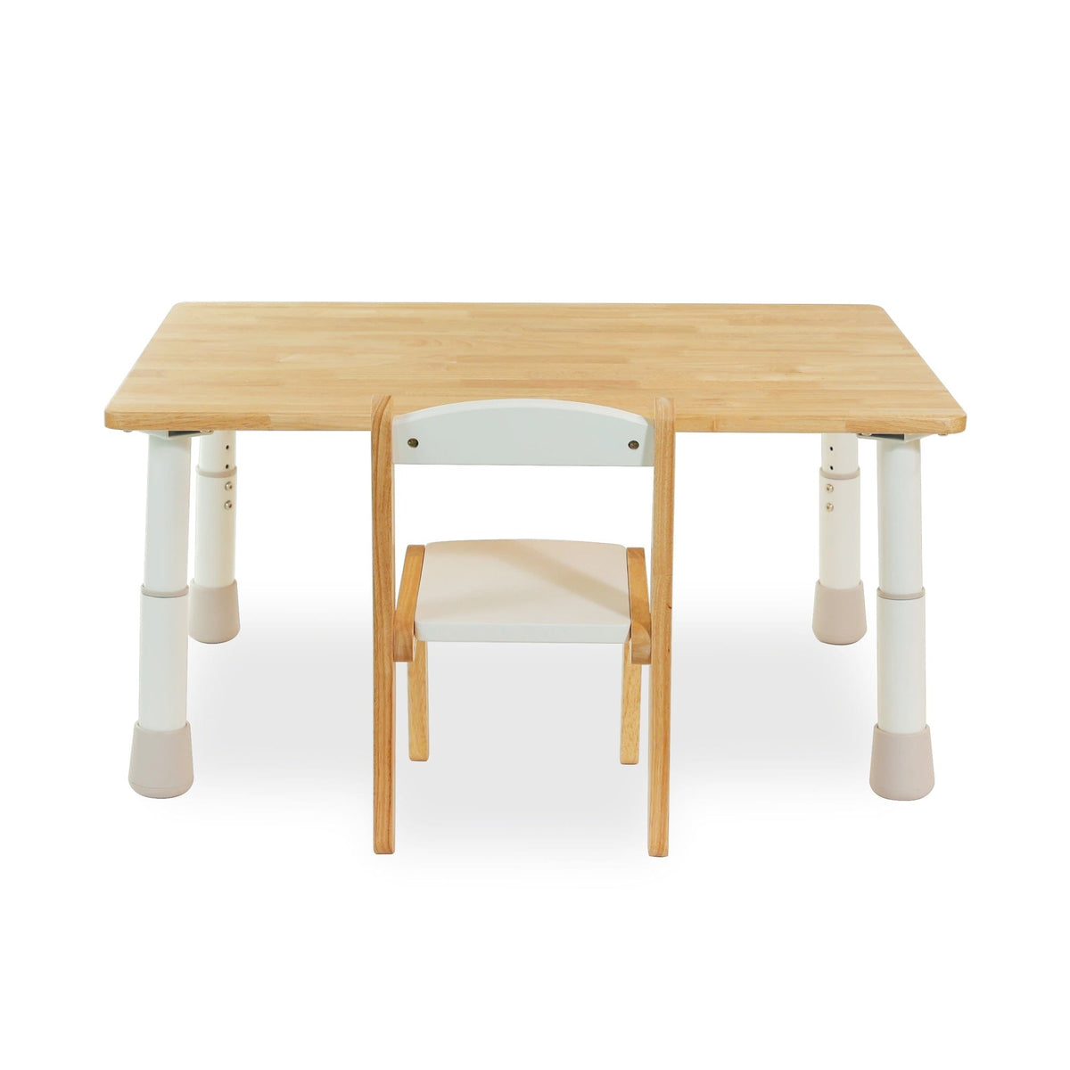 myduckling Montessori Kids Height Adjustable Table With One Wooden Chair