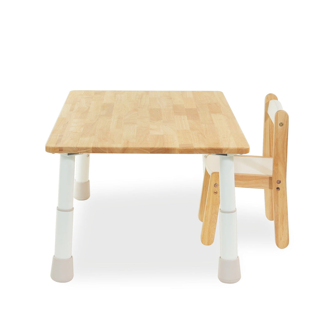 myduckling Montessori Kids Height Adjustable Table With One Wooden Chair