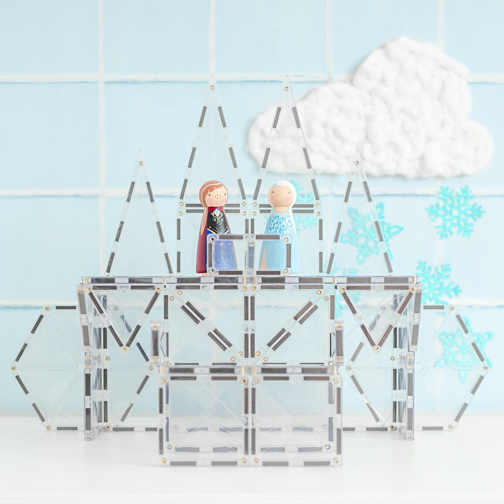 (Slight Colour Variance) Connetix Tiles 34 Piece Clear Pack