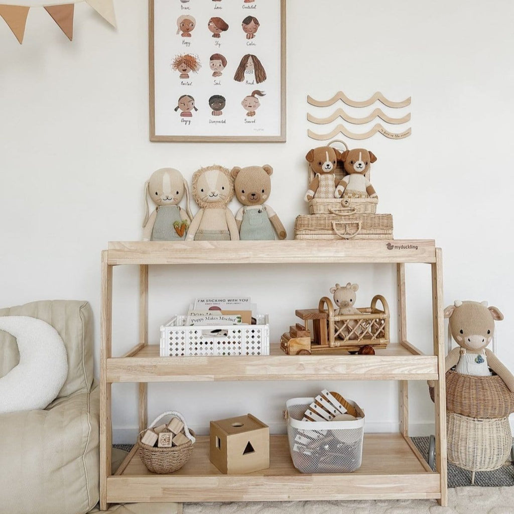 myduckling Adjustable Solid Wood 3 Layer Storage Shelf