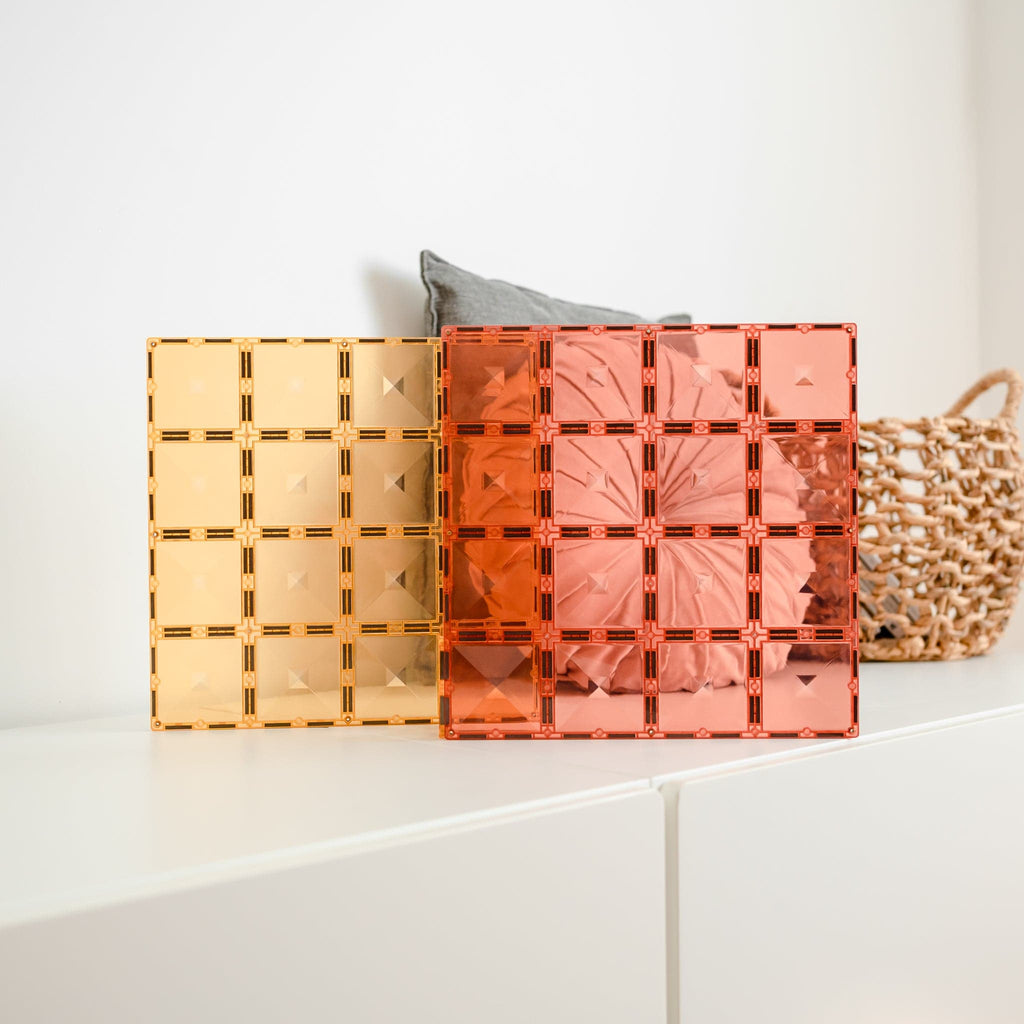 Connetix Tiles 2 Piece Base Plate Pack Lemon & Peach