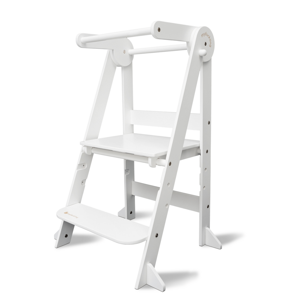 myduckling Deluxe Folding Adjustable Learning Tower - White
