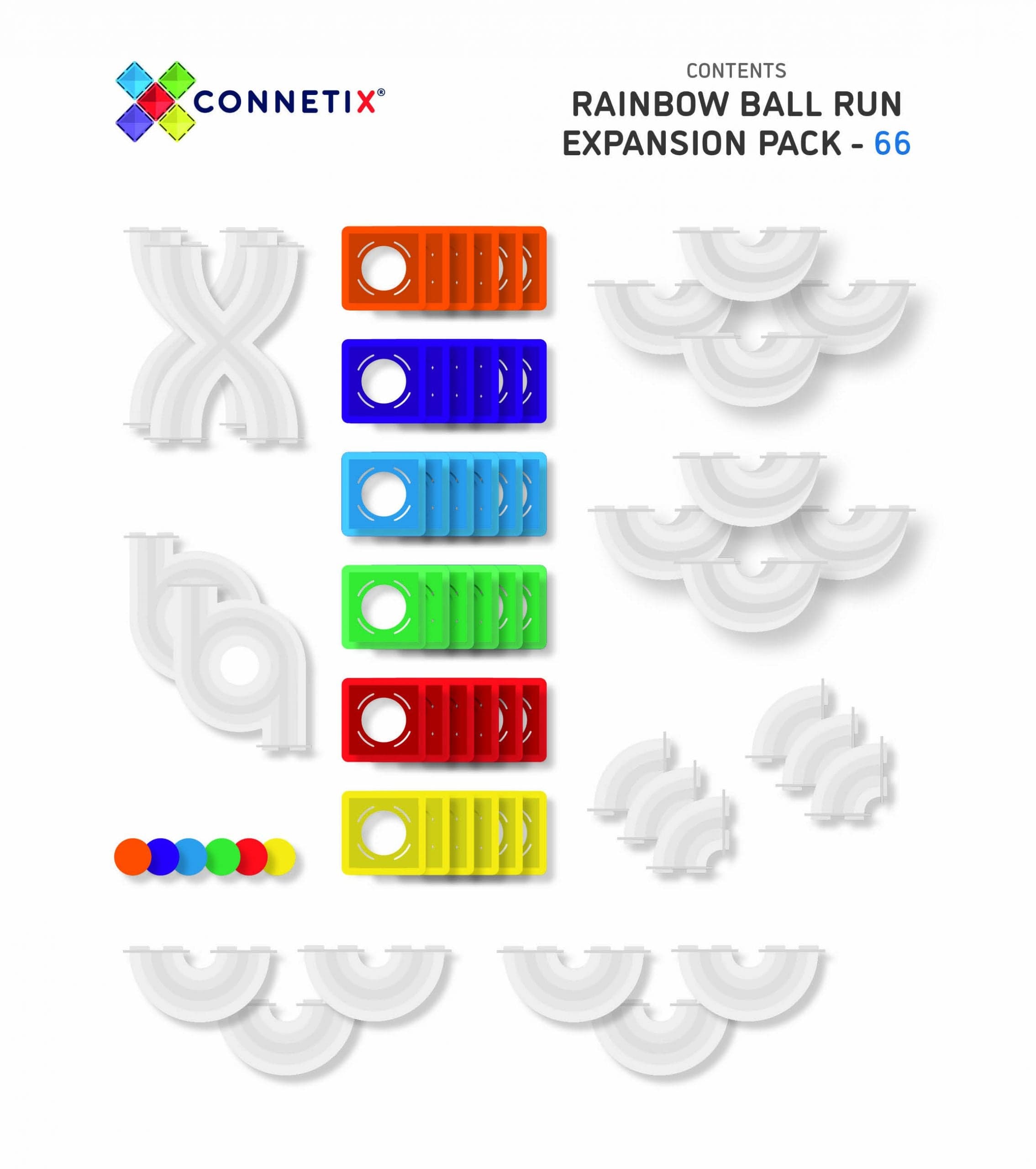 Connetix Tiles 66 Piece Rainbow Ball Run Expansion Pack