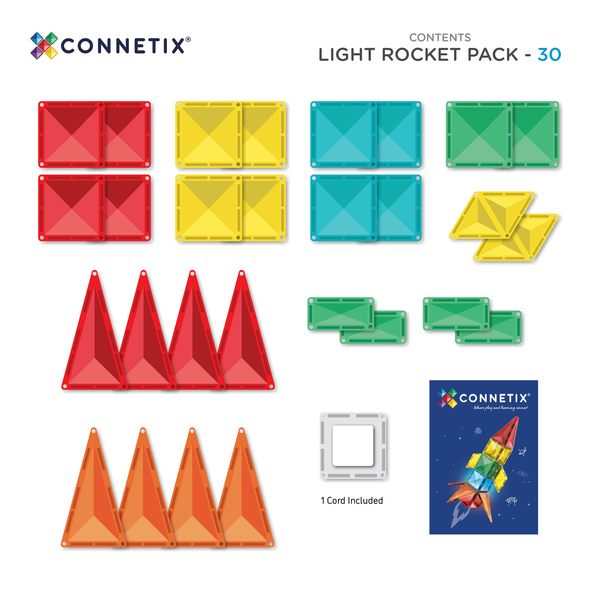 Connetix Tiles Light Rocket Pack 30 Piece