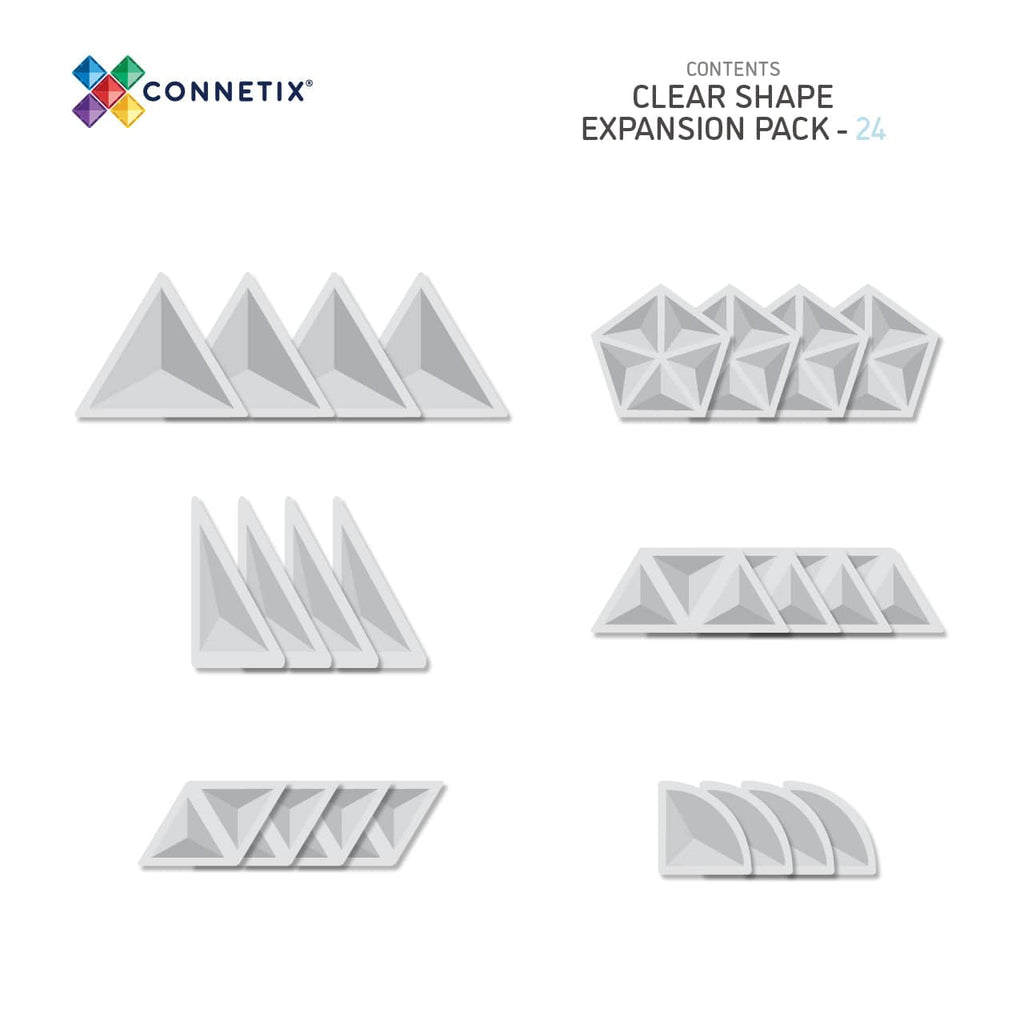 Connetix Tiles Clear Shape Expansion Pack 24 Piece
