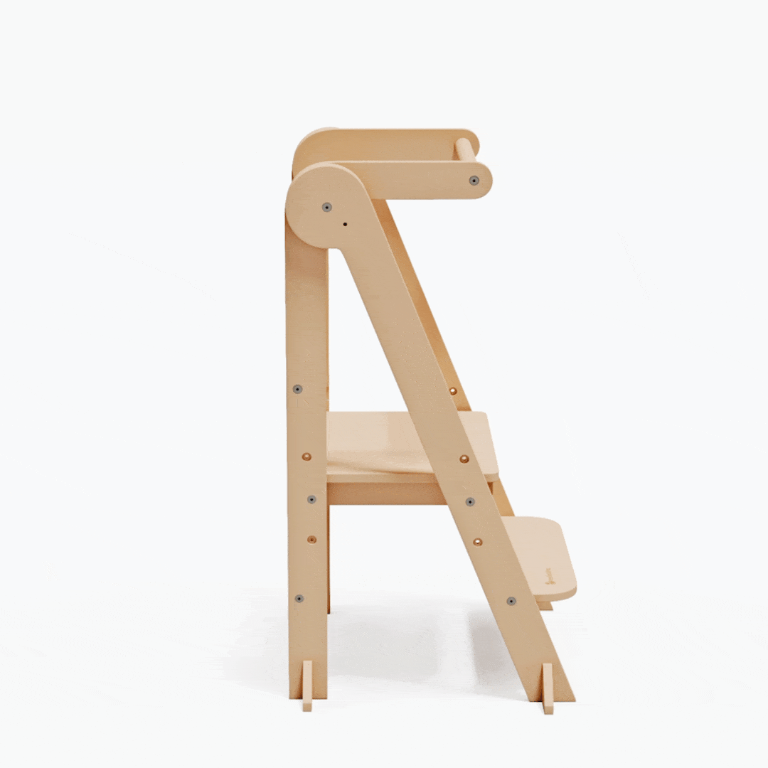 myduckling Deluxe Folding Adjustable Learning Tower - Natural