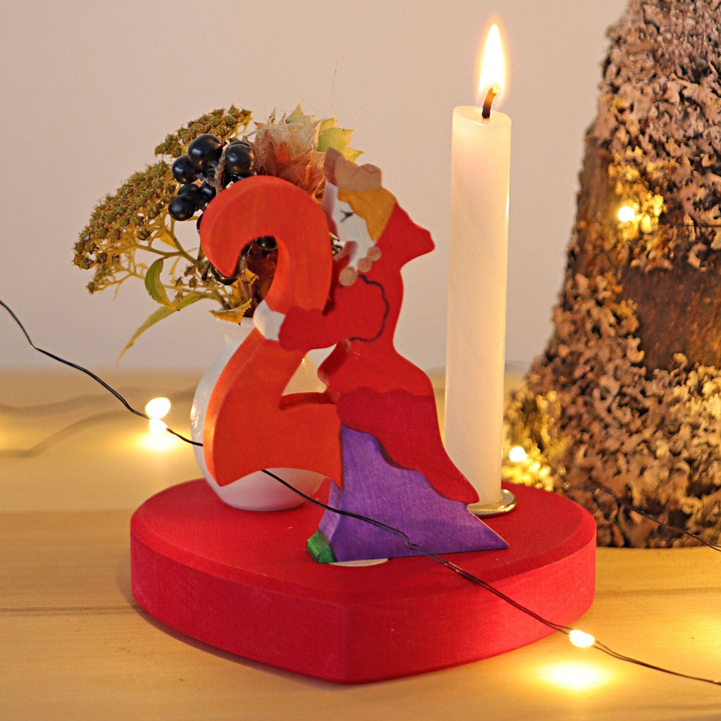 Grimm's Large Heart Candle Holder - Red