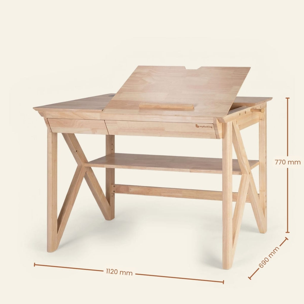 myduckling Solid Wood Study Desk With Easel