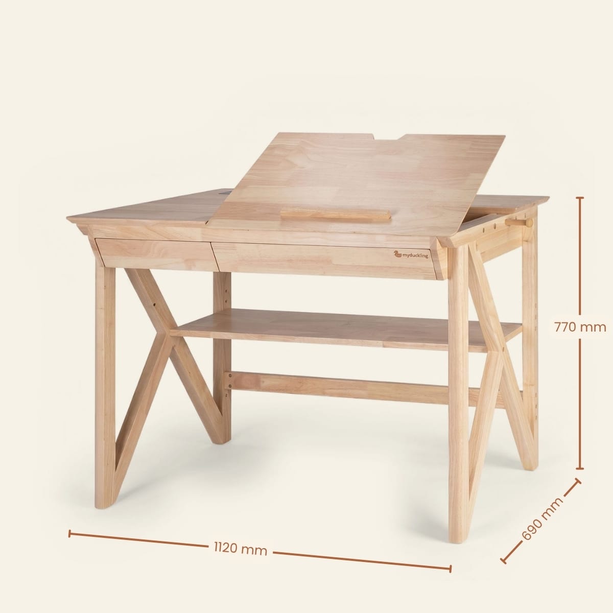 myduckling Solid Wood Kids Study Desk & Chair Complete Set