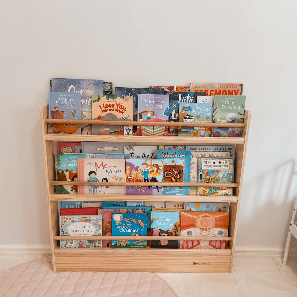 myduckling NALA 3 Tier Adjustable Solid Wood Bookshelf