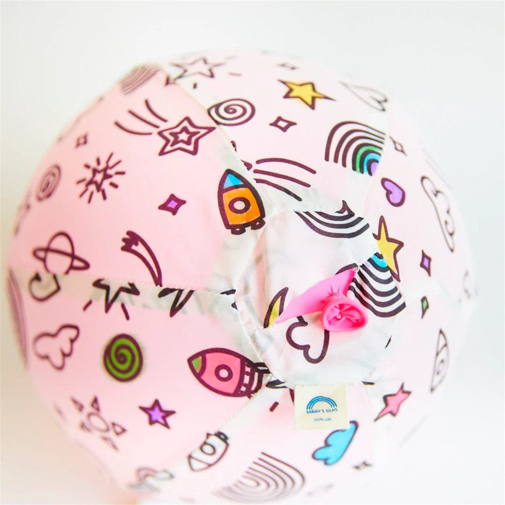 Sarah's Silks Rainbow Sky Coloring Balloon Ball +  Playsilk Marker Set