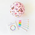 Sarah's Silks Rainbow Sky Coloring Balloon Ball +  Playsilk Marker Set