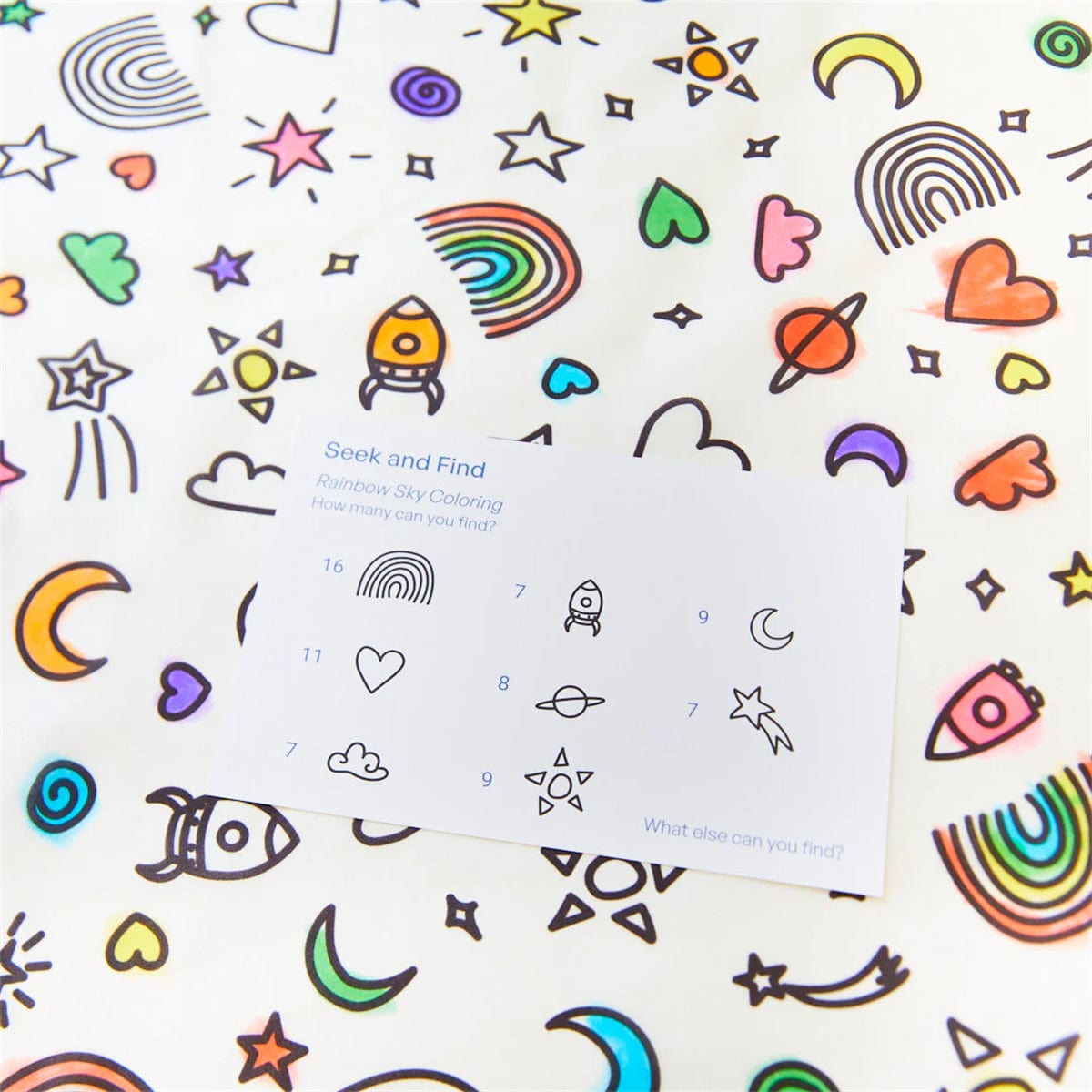 Sarah's Silks Rainbow Sky Coloring Seek and Find +  Playsilk Marker Set