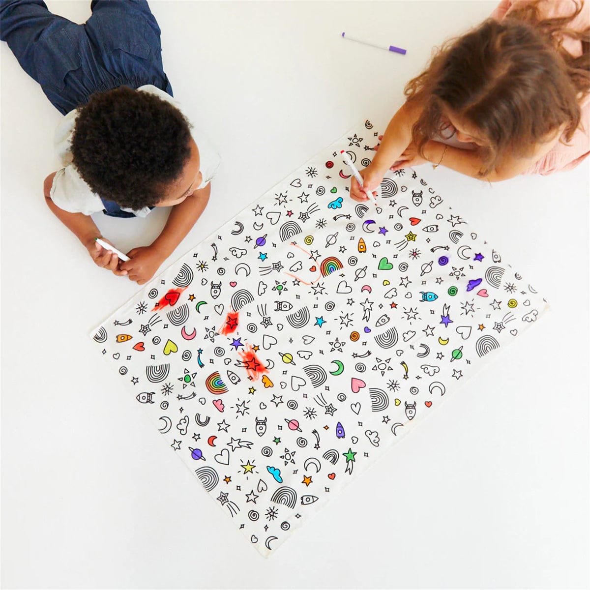 Sarah's Silks Rainbow Sky Coloring Seek and Find +  Playsilk Marker Set