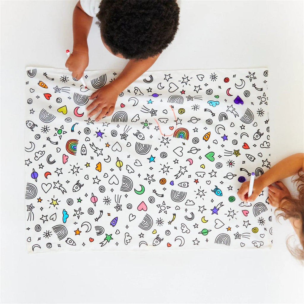 Sarah's Silks Rainbow Sky Coloring Seek and Find +  Playsilk Marker Set