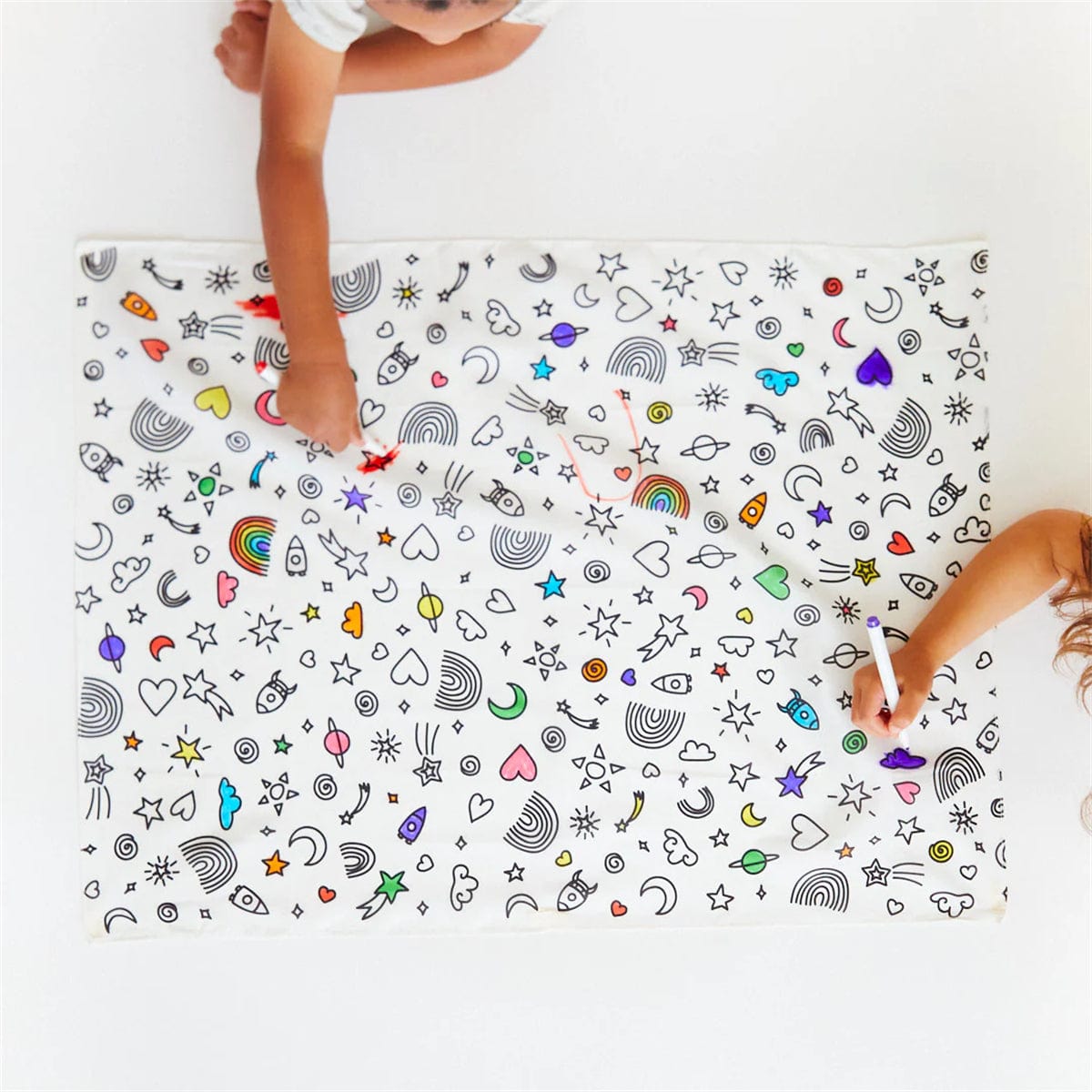 Sarah's Silks Rainbow Sky Coloring Seek and Find +  Playsilk Marker Set