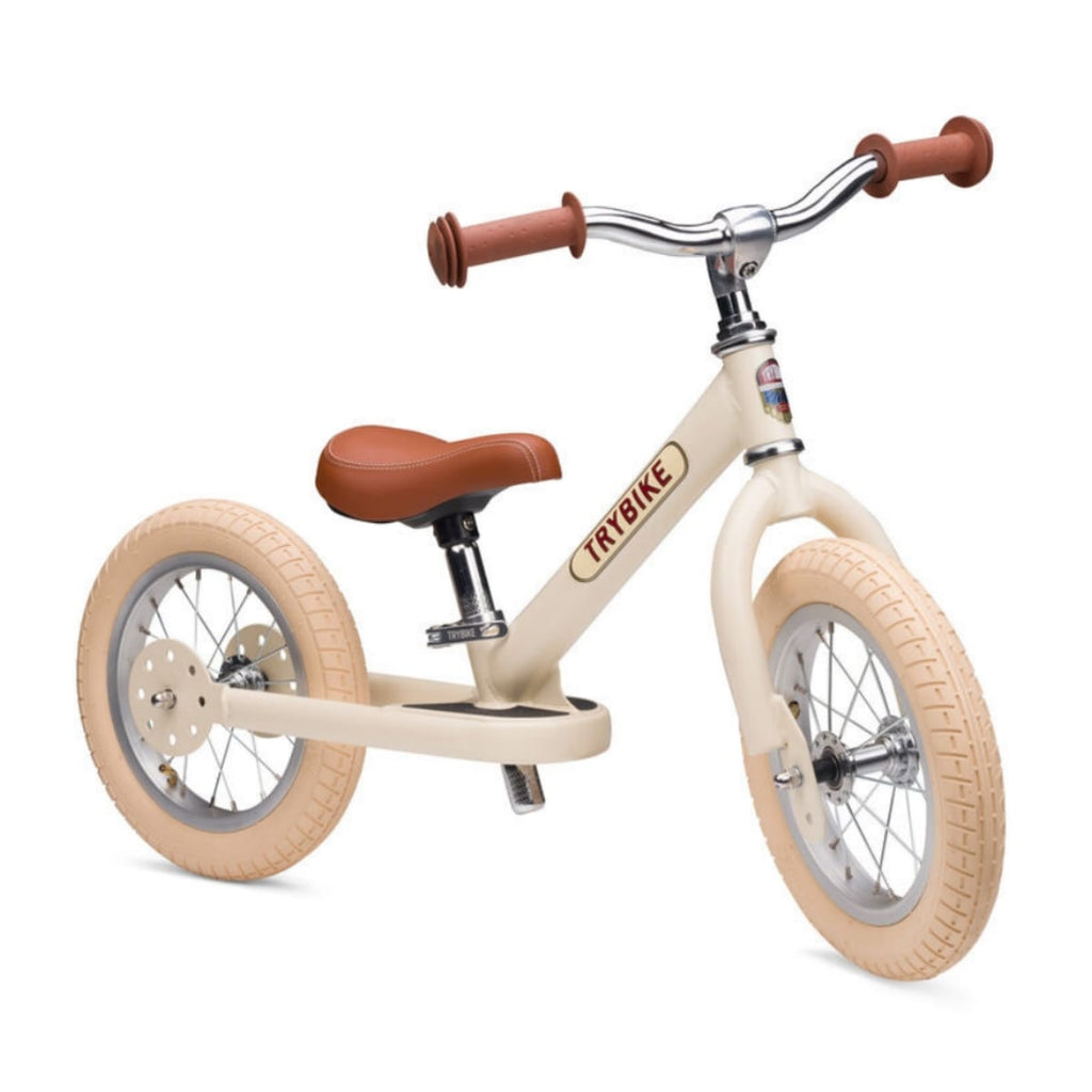 Trybike Steel 2 Wheel Balance Bike - Cream Vintage