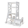 myduckling Deluxe Adjustable Learning Tower (White) - Flag with Rectangle Handle