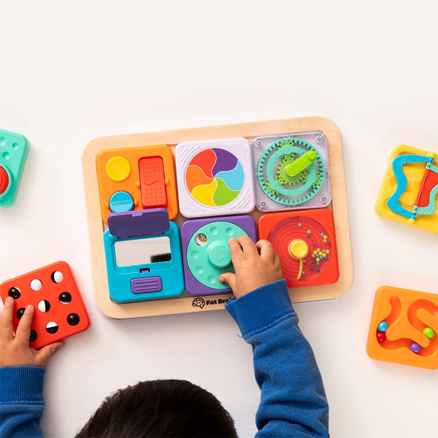 Fat Brain Toys PlayTab Sensory Set 3 (Latch Mirror, Picture Dial, Sweeper Tile)