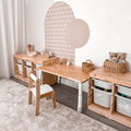 myduckling Montessori Kids Height Adjustable Table With One Wooden Chair