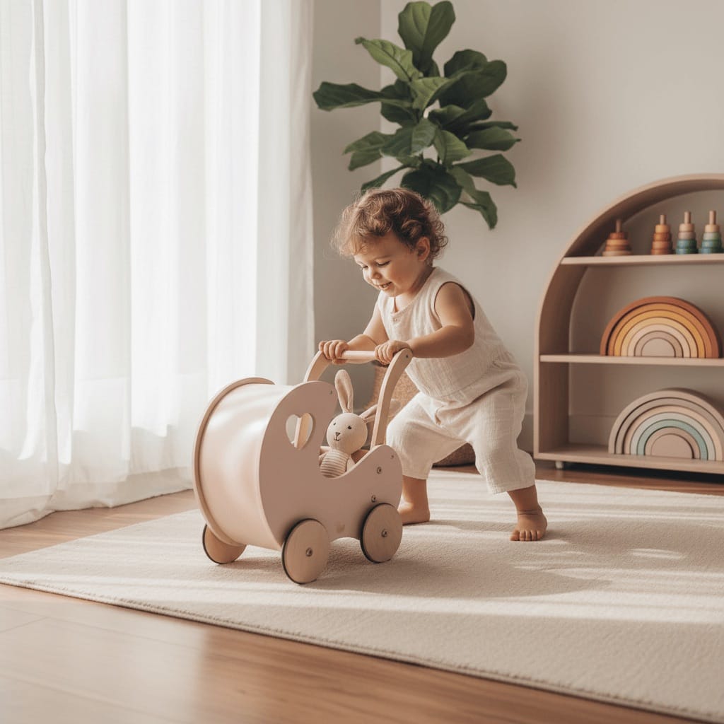 myduckling Isla Doll Pram Walker - Rose