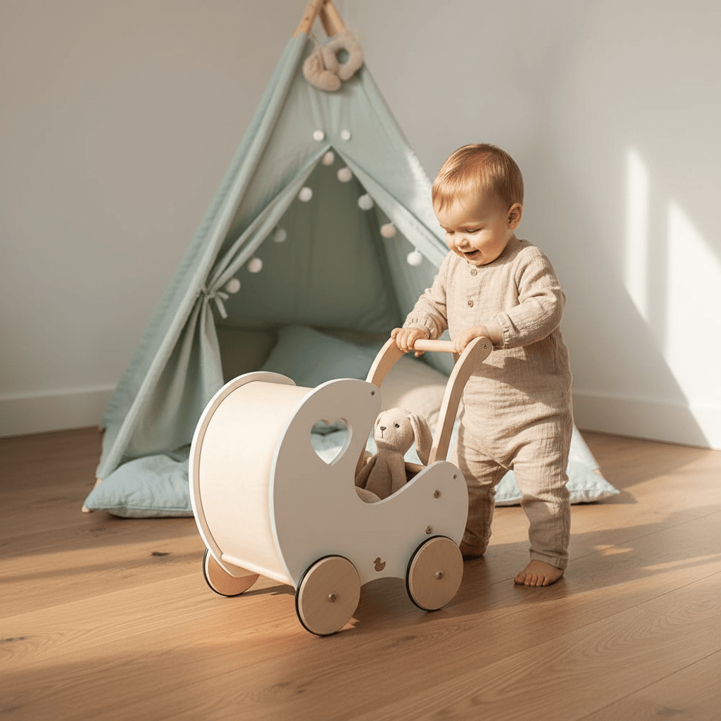 myduckling Doll Pram Walker - White