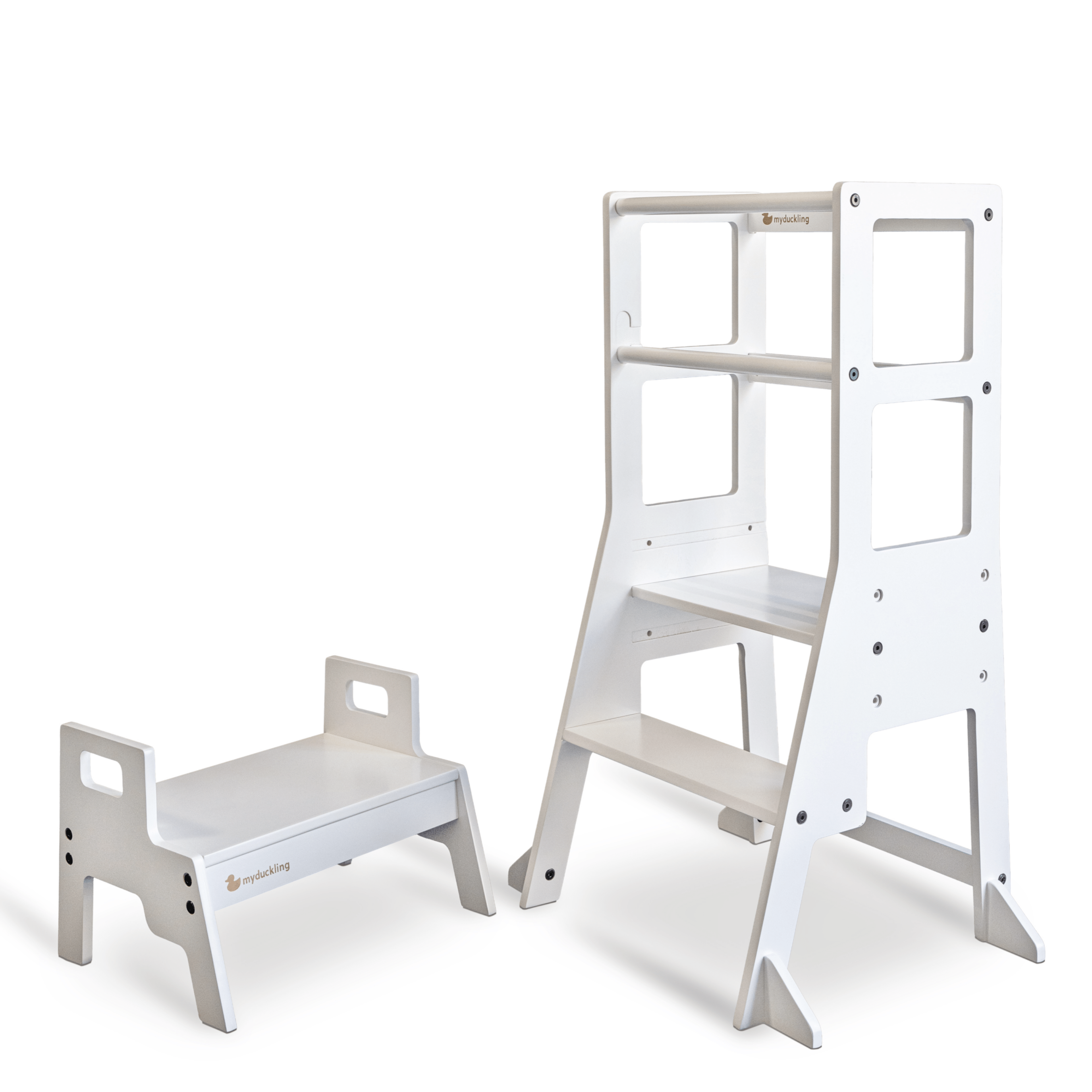 myduckling Adjustable Learning Tower with Stool - White