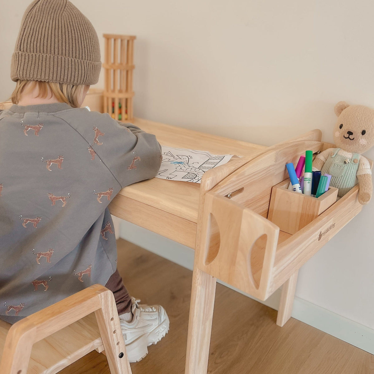 myduckling Solid Wood Side Shelf