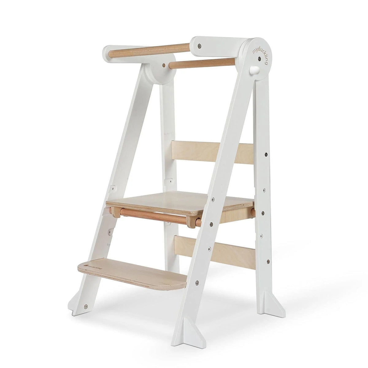 myduckling Deluxe Folding Adjustable Learning Tower - White/Natural