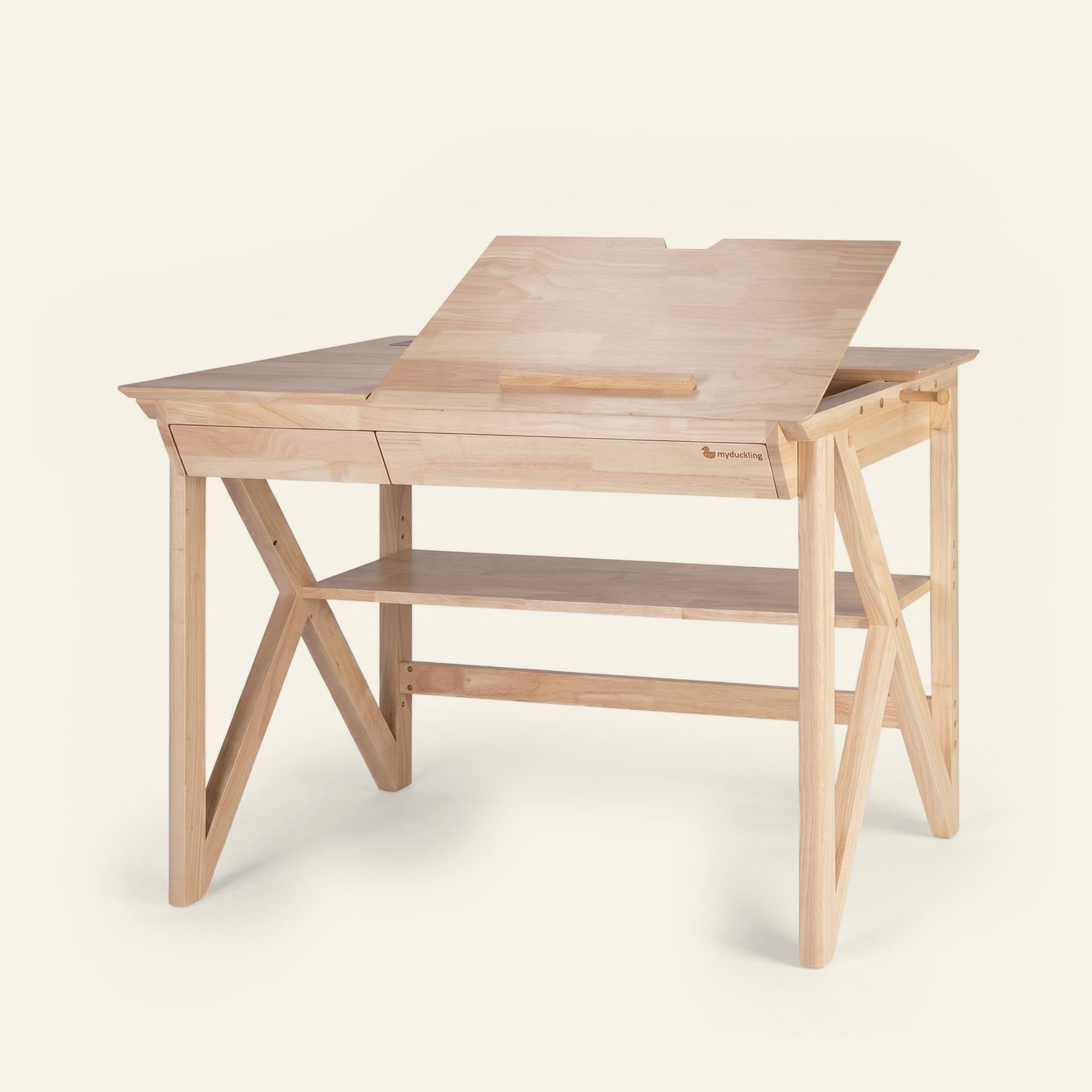 myduckling Solid Wood Study Desk With Easel