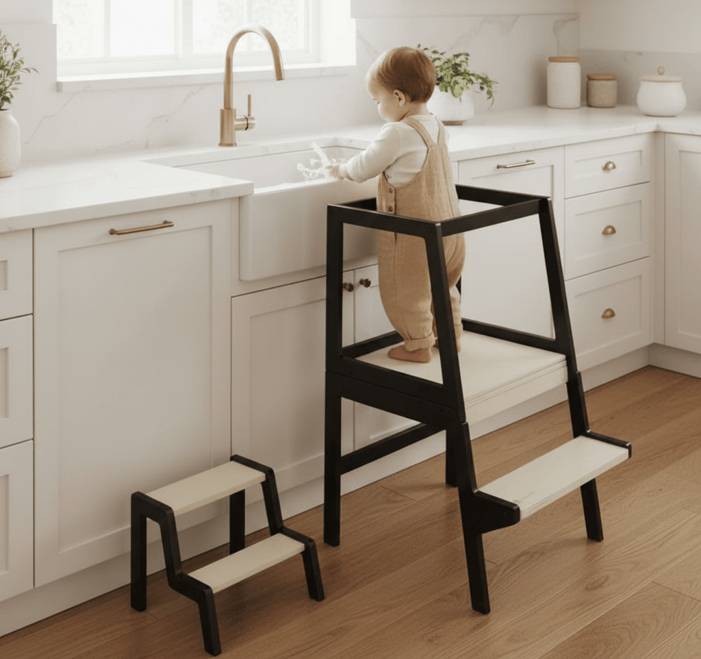 myduckling Convertible Learning Tower - Black/Natural